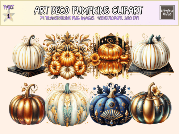 Art Deco Pumpkins Clipart: A Designer's Guide to Vintage Glamour