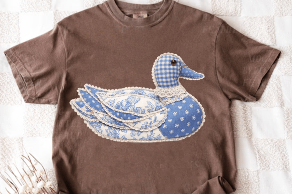 Charming Blue Patchwork Duck Clipart for Creative Projects