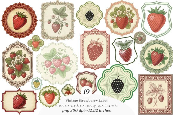 Charming Vintage Strawberry Label Printable for Designers