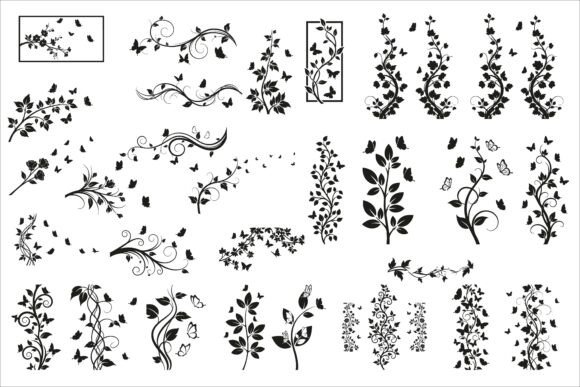 Elevate Your Designs with a Vertical Floral Vine Silhouette