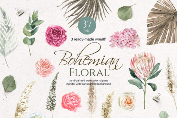 Elevate Your Designs with Boho Watercolor Floral Clipart