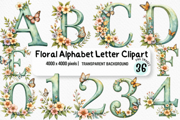 Elevate Your Designs with Floral Alphabet Clipart