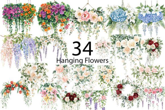 Elevate Your Designs with Hanging Flowers Sublimation Clipart