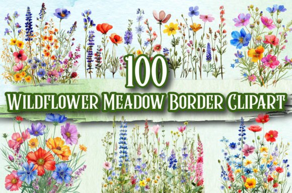 Elevate Your Designs with Wildflower Meadow Border Clipart