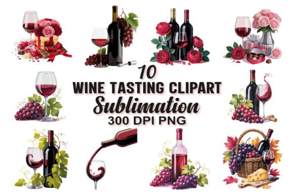 Elevate Your Designs with Wine Tasting Clipart Sublimation PNGs