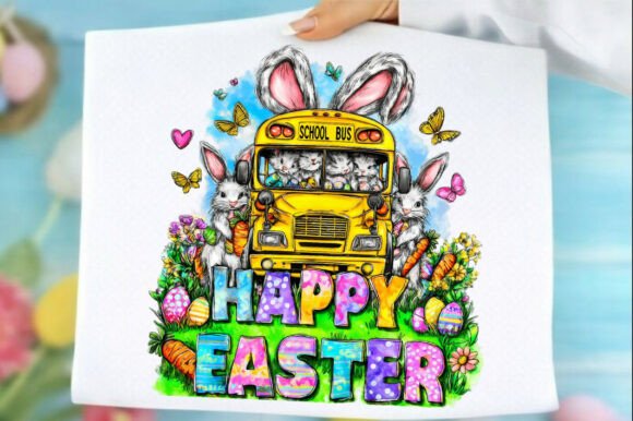 Happy Easter School Bus Driver PNG: Creative Design Asset