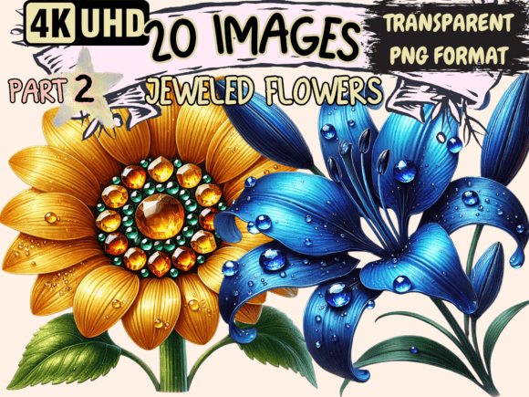 Jeweled Flowers Clipart P2: Elevate Your Design Projects