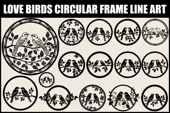 Love Birds Circular Frame Line Art: A Versatile Design Asset