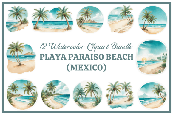 Playa Paraíso Watercolor Clipart: Design Paradise