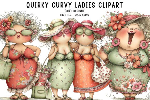 Quirky Curvy Ladies Clipart: 35 Designs for Modern Branding