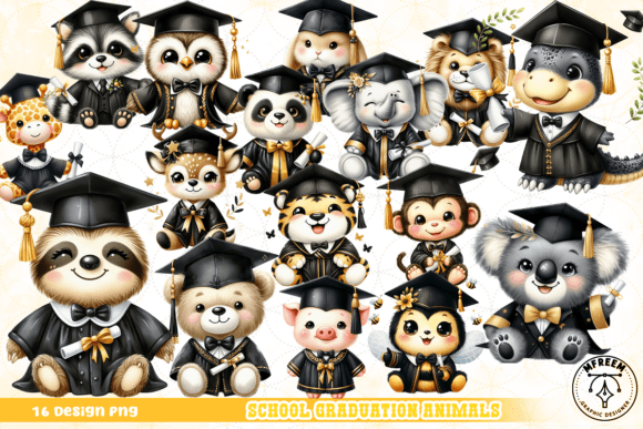 School Graduation Animals PNG: Creative Design Assets