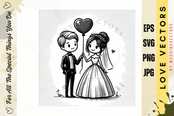 Timeless Romance: The C3795 Wedding Couple Vector Set