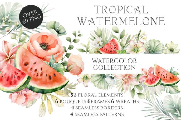 Vibrant Watercolor Tropical Watermelons for Design
