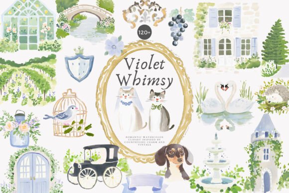 Watercolor Clipart Cottagecore Set: Dreamy Visual Assets