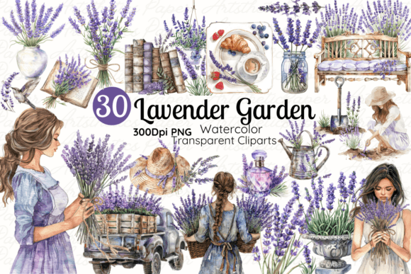 Watercolor Lavender Clipart: A Design Asset for Modern Aesthetics
