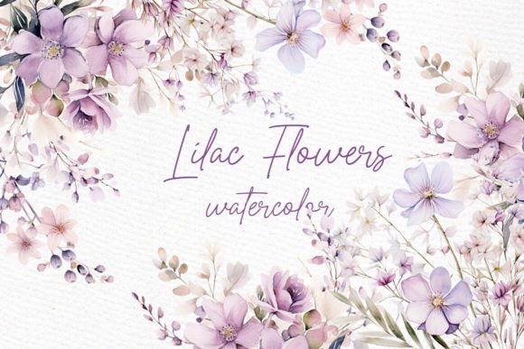 Watercolor Lilac Flowers PNG: Elegant Floral Clipart for Designers