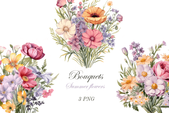 Watercolor Wildflowers Bouquets: Design Assets for Creative Projects