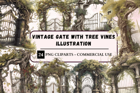 Watercolour Forest Gate Clipart: A Versatile Design Asset