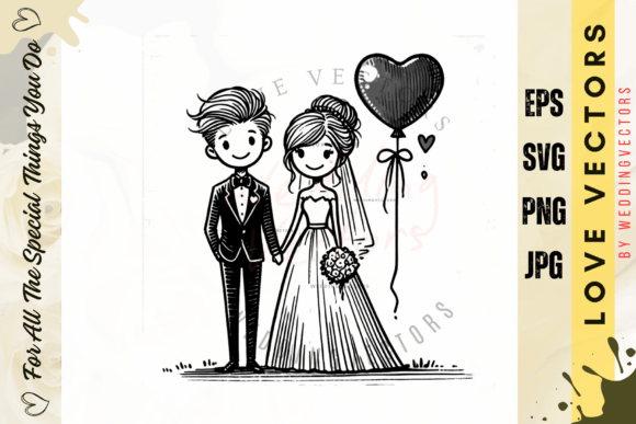 Wedding Couple and Love Vectors - C3801: Timeless Design Assets