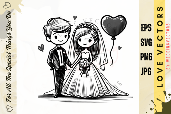 Wedding Couple and Love Vectors - C3805: Vintage Romance for Modern Design