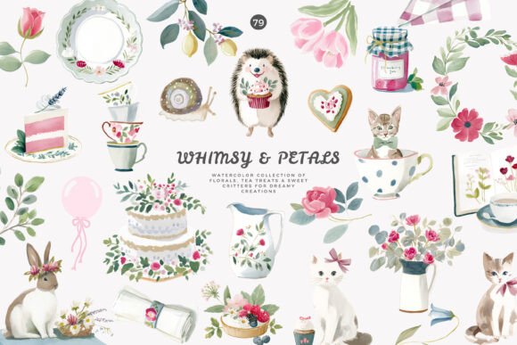 Whimsical Hand-drawn Tea Party Clipart: A Designer's Delight
